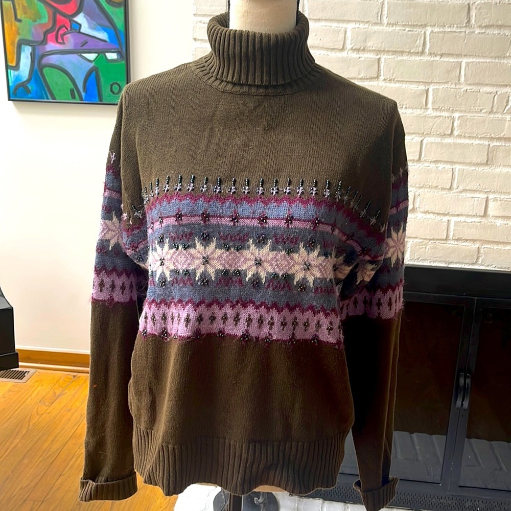 Winter Sweater beaded detail front| Design goes all way around